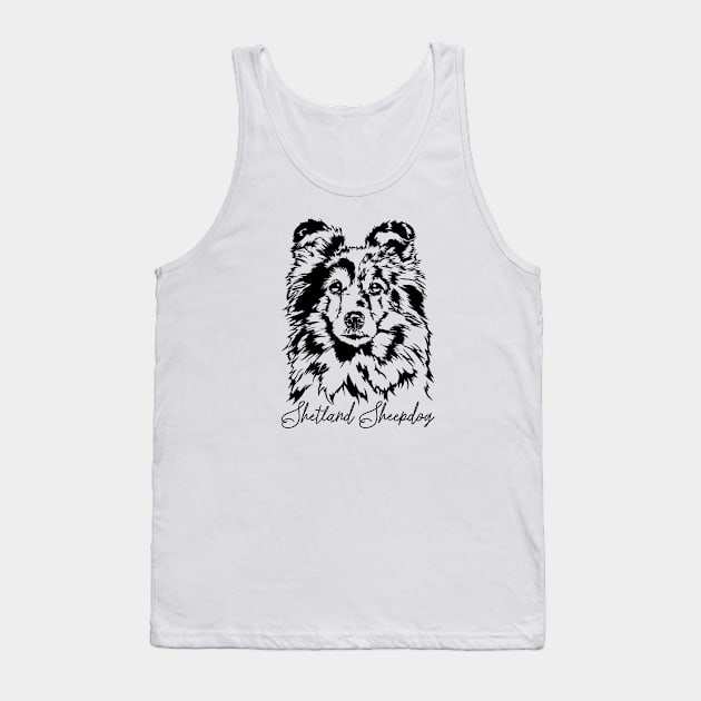 Funny Proud Sheltie Shetland Sheepdog dog portrait Tank Top by wilsigns